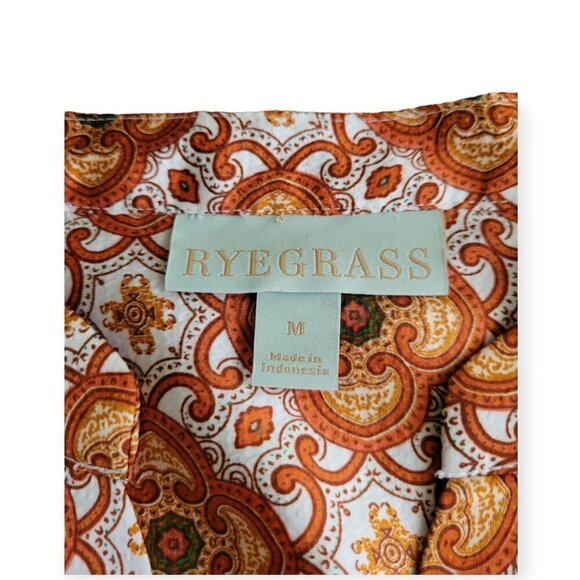 Ryegrass Orange Paisley Satin Poet Blouse Medium - Picture 3 of 8